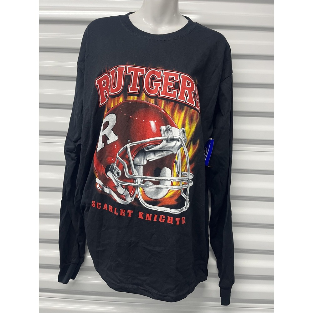 Rutgers Scarlet Knights Shirt Mens Large Black NCAA Football Long Sleeve Gildan